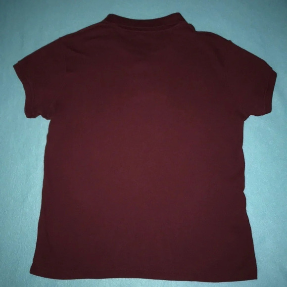 𝅺Classroom polo top Burgundy short sleeve button collar size L - Picture 2 of 4
